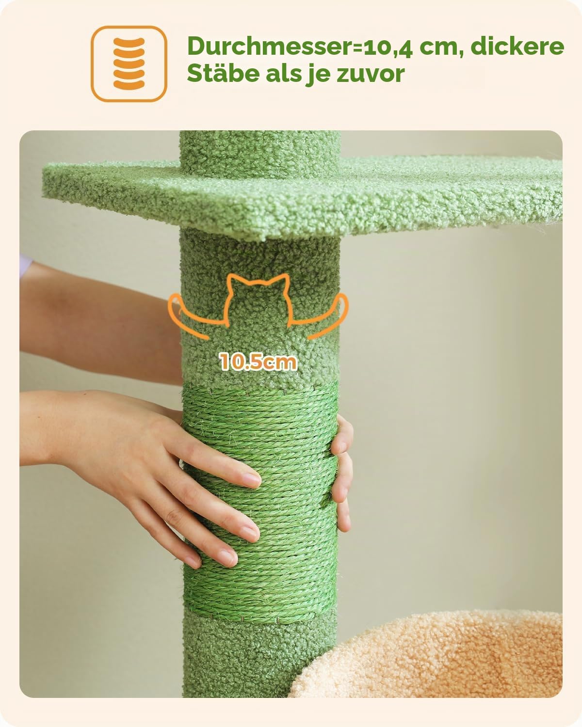 PAWZ Road Kaktus-Katzenbaum mit 5 geräumigen Plattformen, 10,5 cm dicken Kratzstämmen, austauschbare Hängematte und baumelnde Bälle für Indoor-Katzen, verstellbar