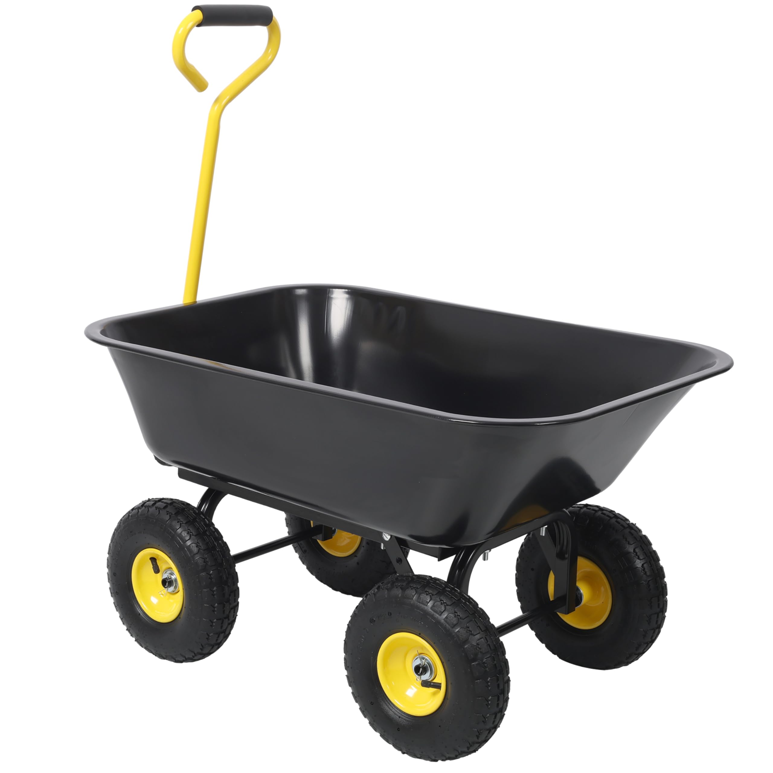 HeavyDuty 4-Rad-Schubkarre, 299 kg, Gartenkipper, 1,2 m³, mit QuickRase-Funktion und 38,1 cm Luftreifen für Landschaftsbau und Hofarbeiten, Schwarz
