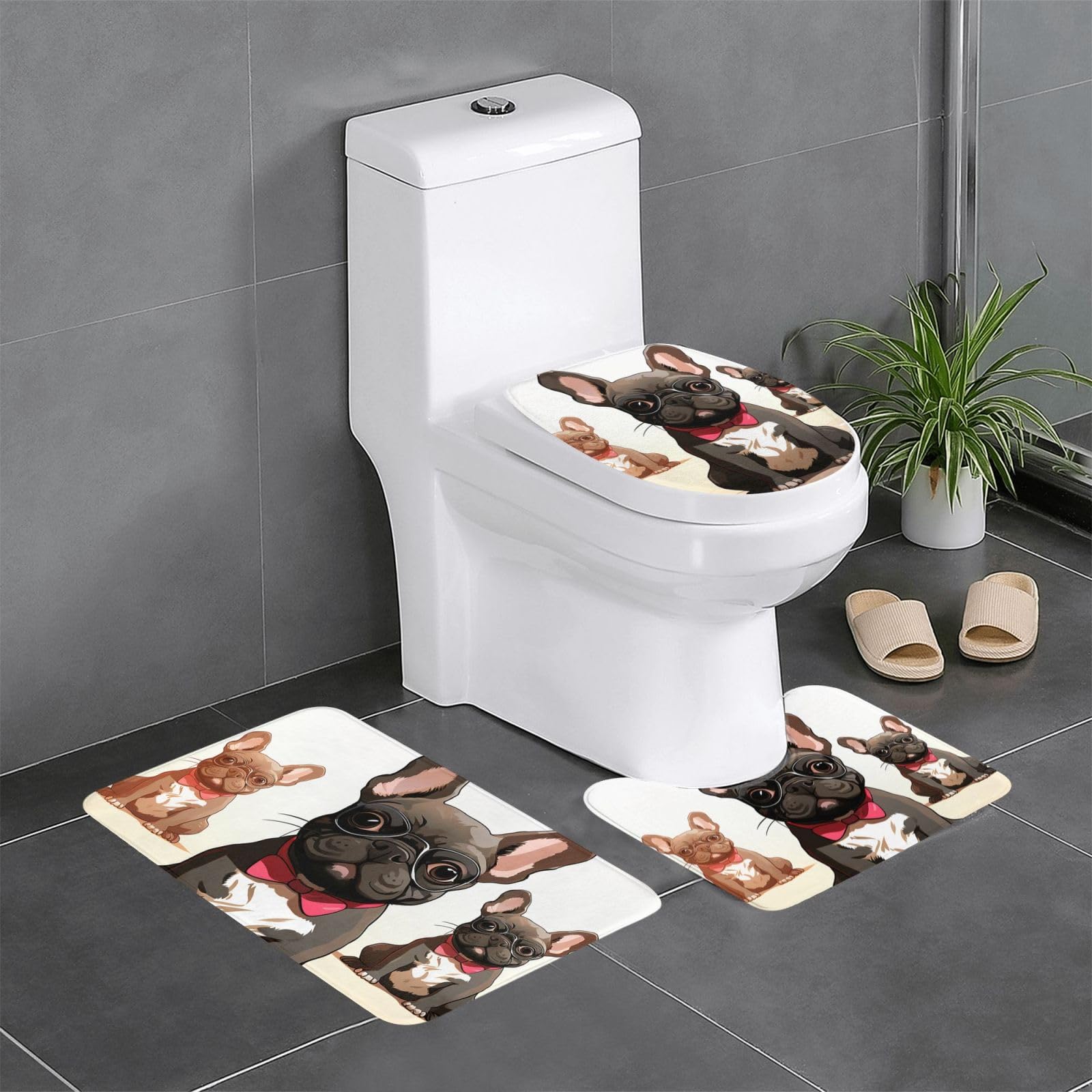 Bouledogue français tapis de toilette décoratif pour égayer votre intérieur