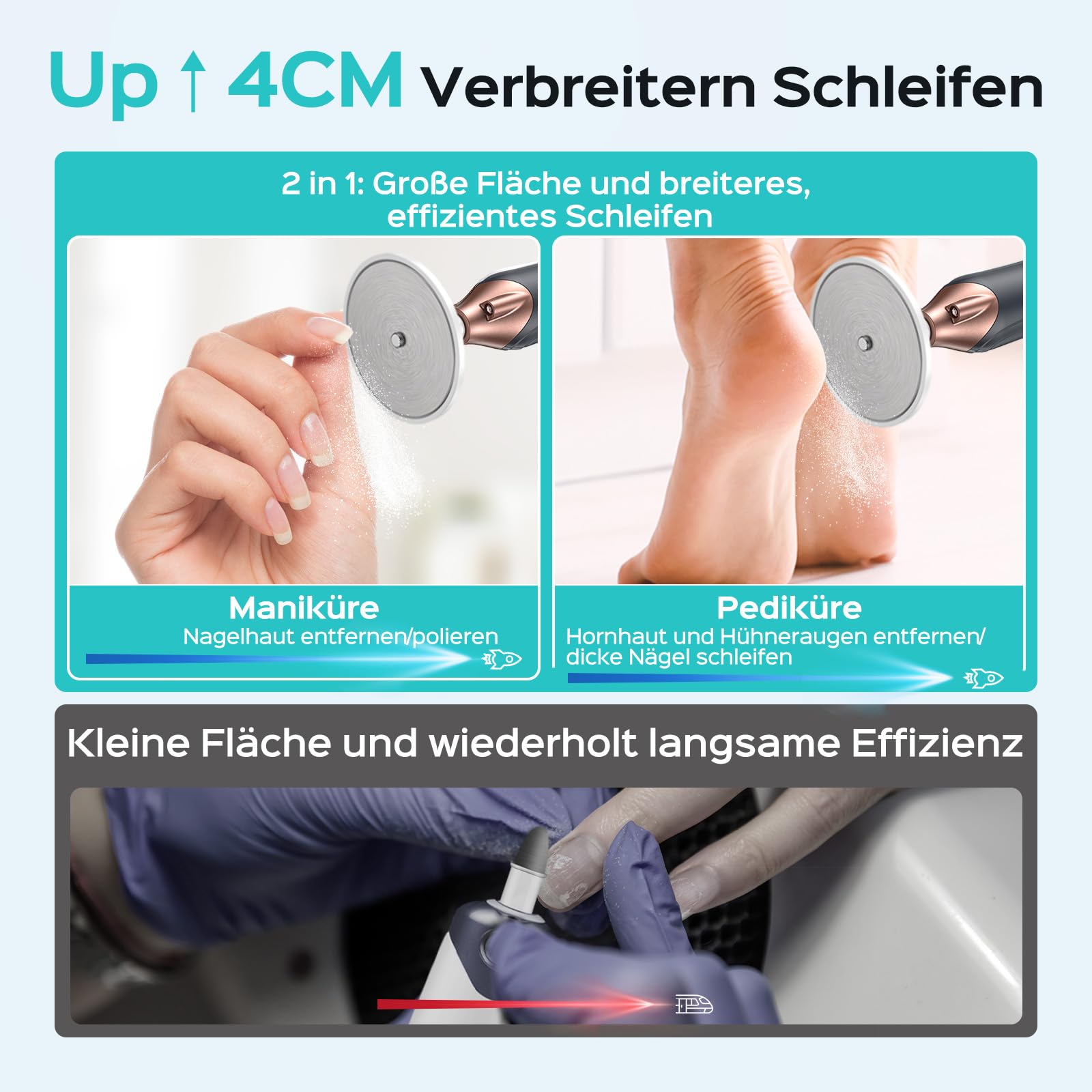 COSLUS C43 Professionelle Elektrische Nagelfräser Set: Maniküre Pediküre Set Fußpflege Elektrisch für Zehennägel, Hände und Füße, Breiterer Schleifer für dicke Nägel, 5 Geschwindigkeiten, Grau