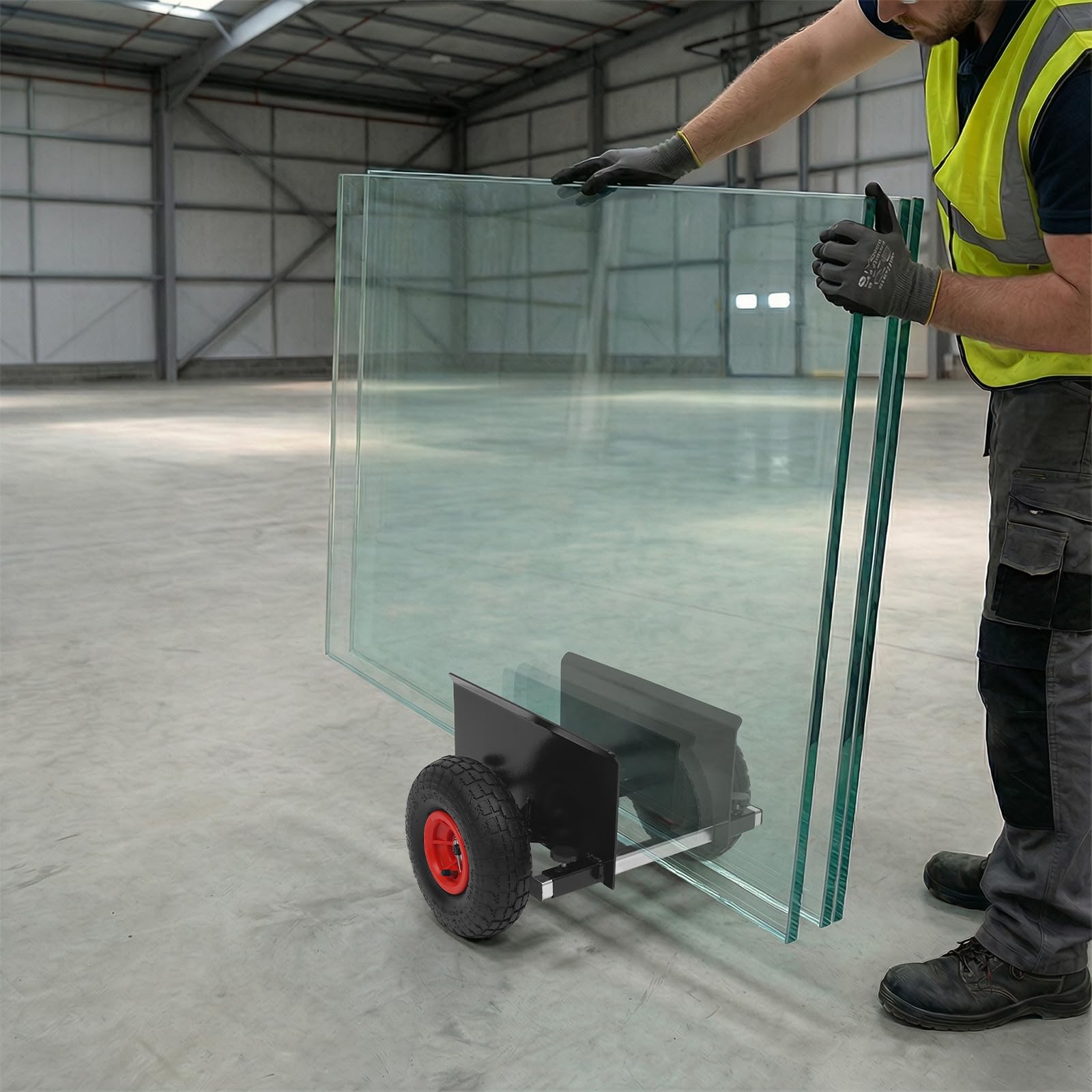 Carrello a pannello resistente, capacità 259,9 kg, con ruote pneumatiche da 25,4 cm, pannello per porta regolabile, carrello con ruote, carrello per cartongesso, materiale per lastre per tutti