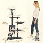 PawHut Cat Tree, 53" Cat Tower for Indoor Kittens with Sisal Scratching Posts, Plush Perches, Condo, Hammock, Ladder, Dangling Toys, Multi-Level Kitty Activity Centre, Dark Grey