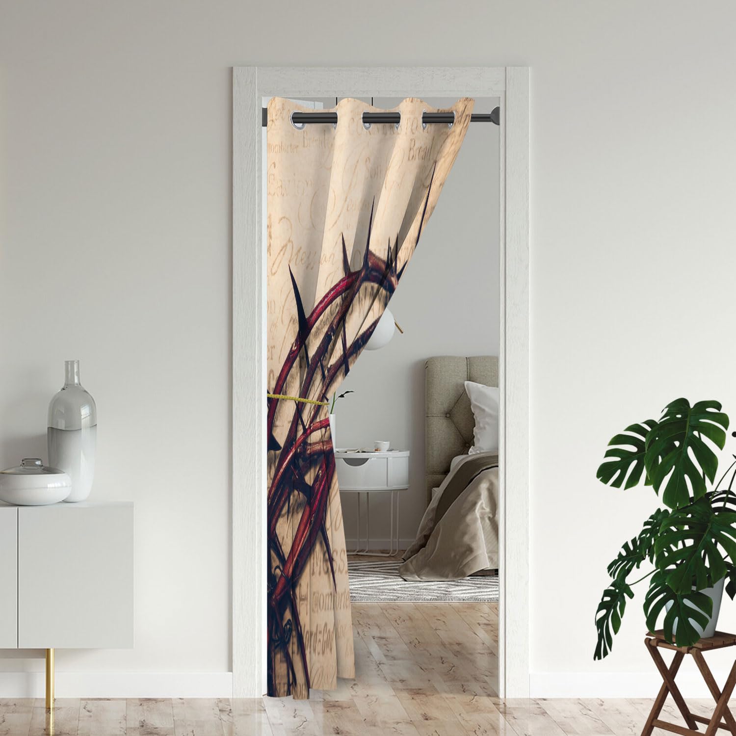 Christ Door Curtains for Doorways, Cross Easter Crucifixion of Jesus Christ Blackout Curtain for Kids Bedroom Closet, Grommet Thermal Insulated Privacy Door Drapes for Room Divider, 34