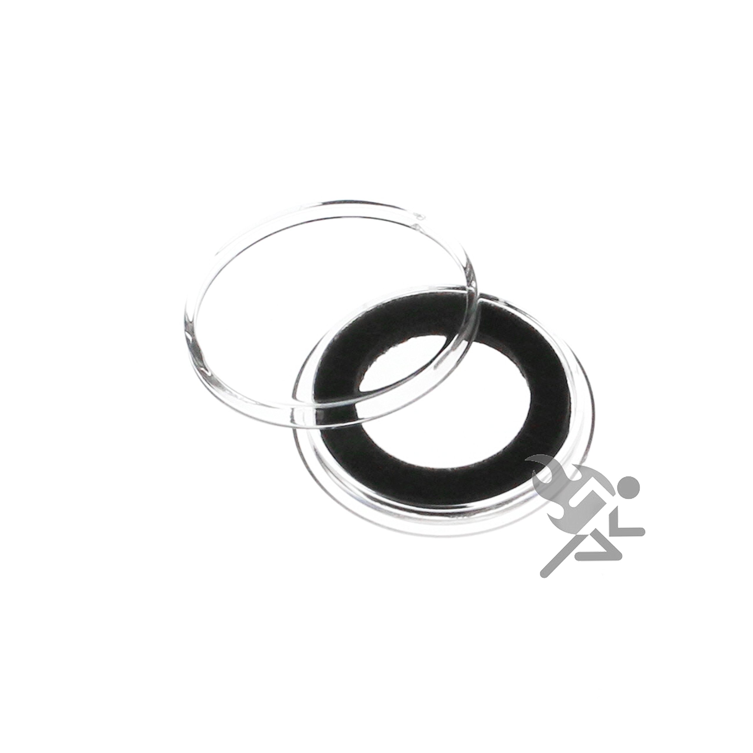 Air-Tite Y45mm Black Ring Coin Capsule Holder, Single, Clear Acrylic