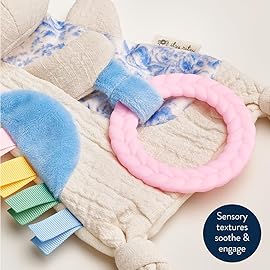 Itzy Ritzy - Bitzy Crinkle Sensory Toy for Babies & Toddlers - Features Crinkle Sound, Soft Braided Teething Toy Ring & Textured Ribbons - Gender Neutral Baby Item for Ages 0 Months & Up, Kitty