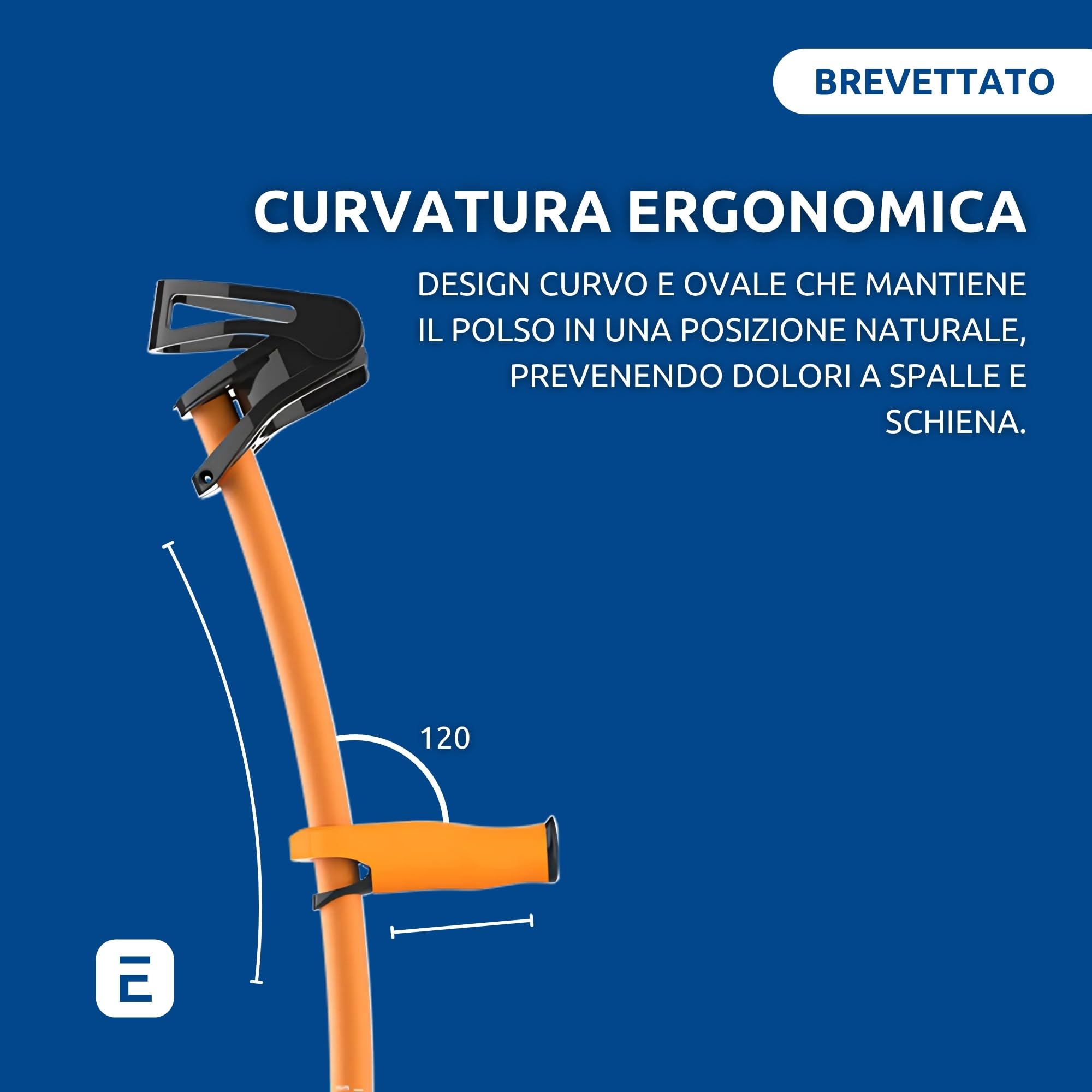 INDESmed x2 Stampelle Ortopediche Regolabili Leggere in Alluminio 100% aerospaziale - Stampelle Canadesi Colorate, impugnatura ergonomica e antiscivolo - Prodotto brevettato (Arancione, L (175-185cm))