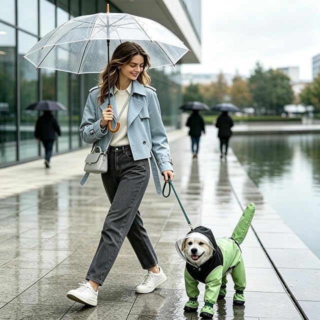 Foto 2 de 6 de PETCUTE Chubasquero para Perros con Capucha,Ajustable Impermeables para Perros con Banda Reflectante,Cuatro…