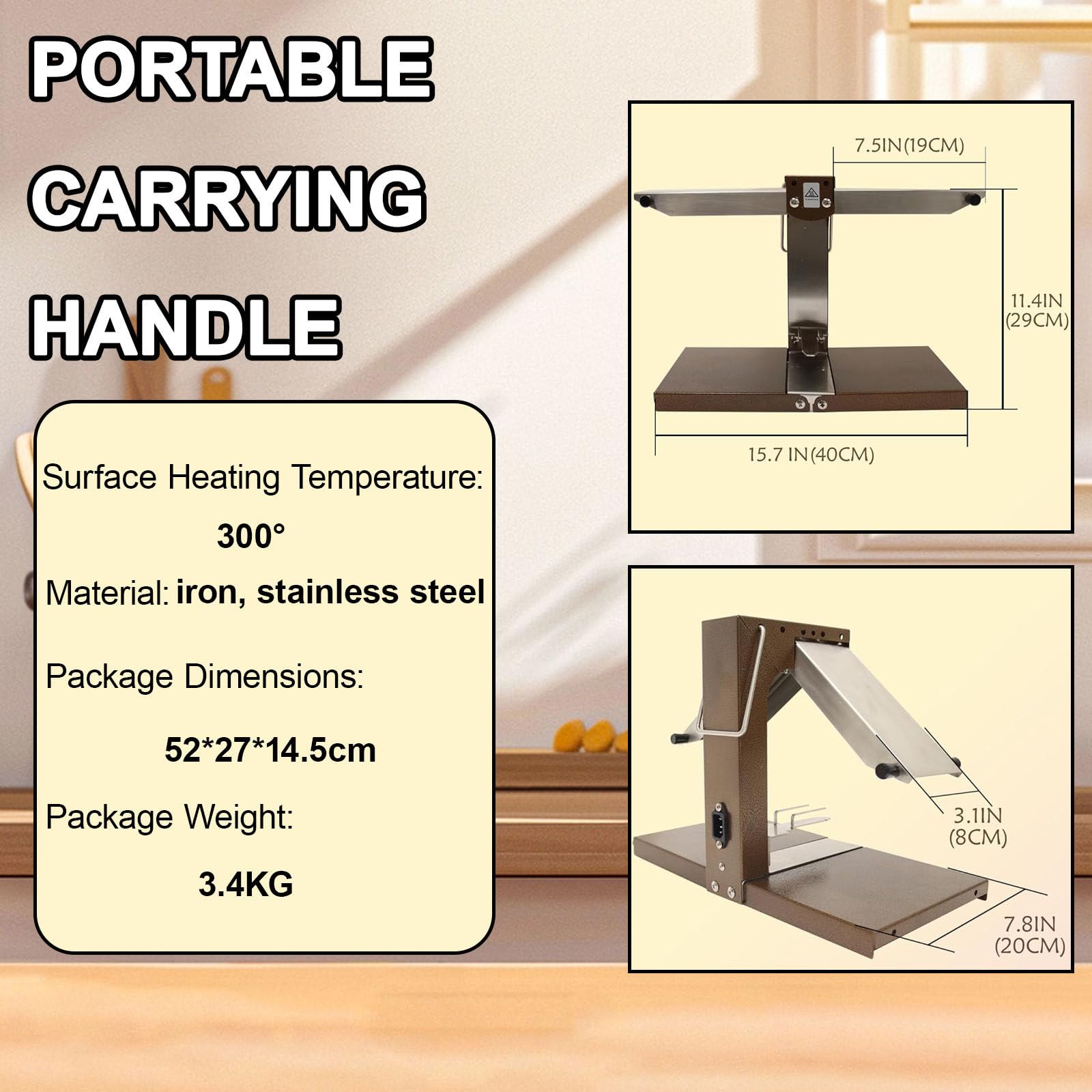 Macchina per Raclette, Riscaldamento Rapido Multifunzione per Cucina, Angolo Regolabile, Inox Durevole, Servizio A Tavola E Convivialità