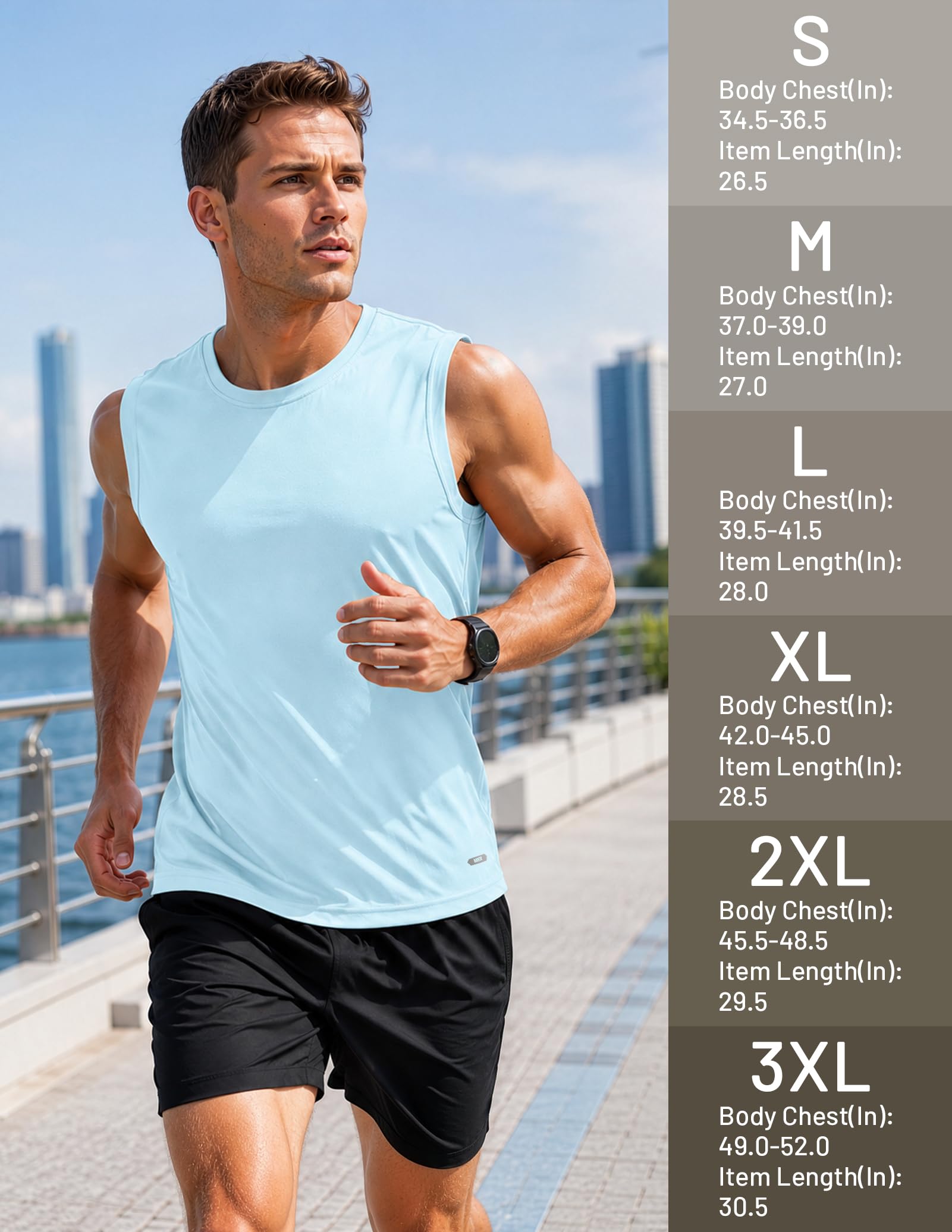 MIER Men's Workout Tank Tops UPF 50+ Swim Shirts Quick Dry Running Sleeveless UV Protection Muscle Tees