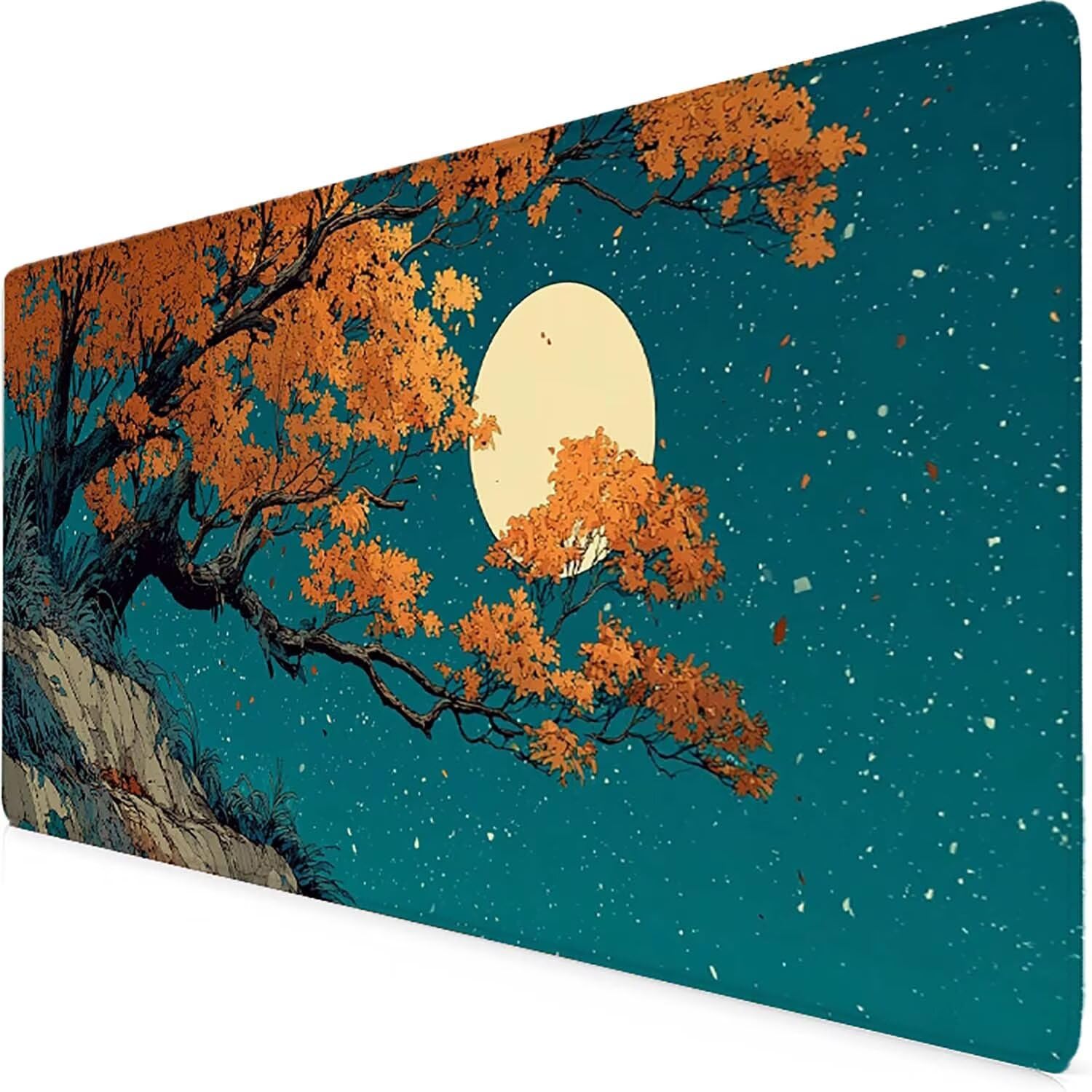 Tappetino Mouse XXL 1000x500mm Arancia Mousepad Albero Tappetino Scrivania Grande, con base in Gomma Antiscivolo, Impermeabile Sottomano Scrivania per Computer, Accessori Gaming Mouse Pad 5-5464f