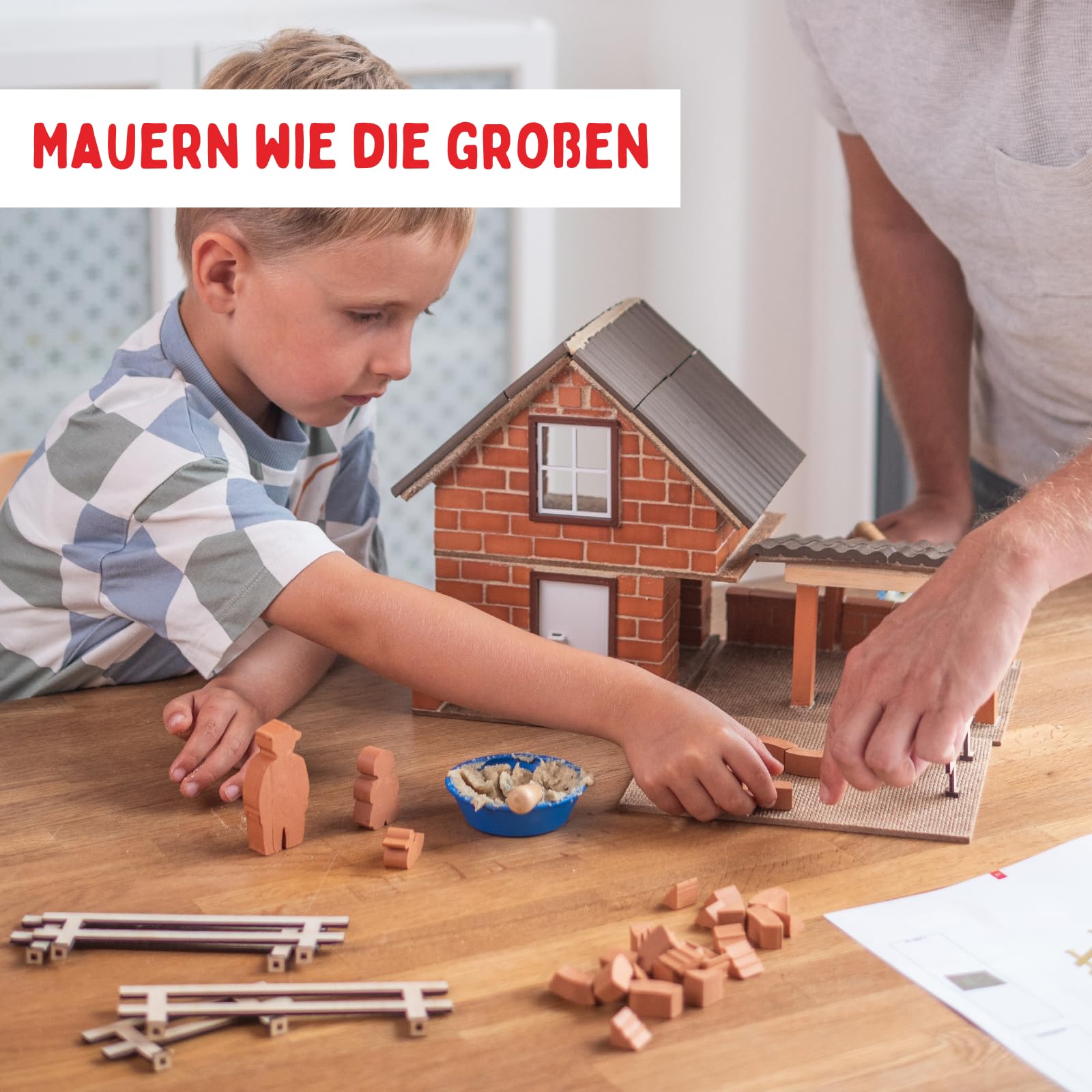 teifoc Bauernhof - Steinbaukasten 4920, Modellbau 200+ Bauteile | Bastelset aus natürlichen Materialien, DIY Bausatz, Konstruktionsspielzeug mit Stall und Tieren für Kinder ab 7 8 9 Jahren