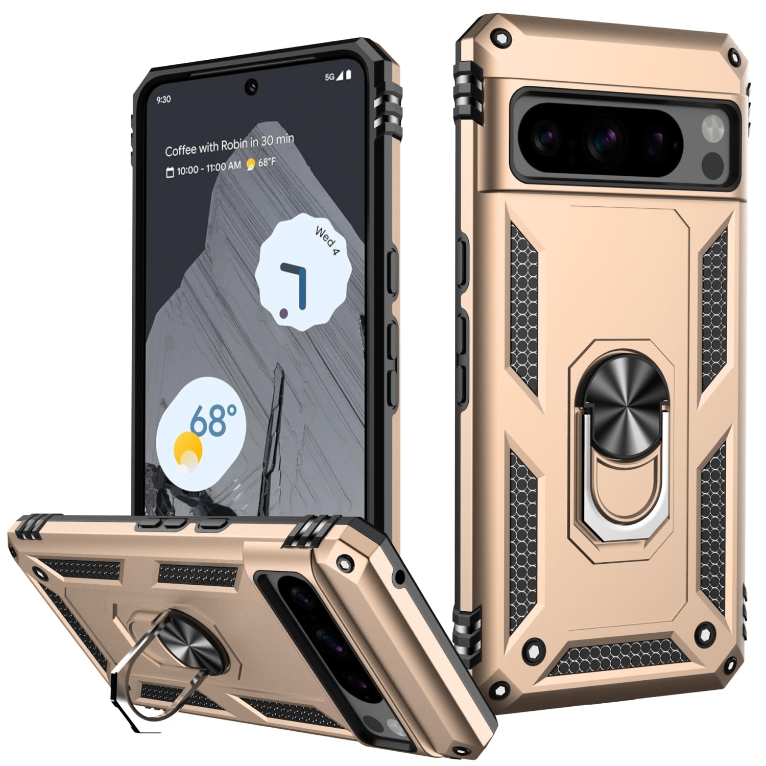 LUMARKE for Google Pixel 8 Pro Case with Screen Protector,Pass 16ft. Drop Tested Military Grade Protective Phone Cover with Magnetic Ring Kickstand Compatible with Car Mount Holder Yellow