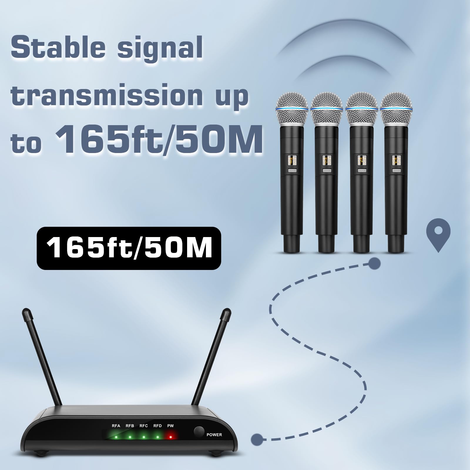 Micrófonos inalámbricos de karaoke Depusheng R4-Pro, sistema profesional de micrófono de mano de 4 canales, micrófono metálico dinámico para karaoke, iglesias, karaoke en casa, reuniones, fiestas, DJ,