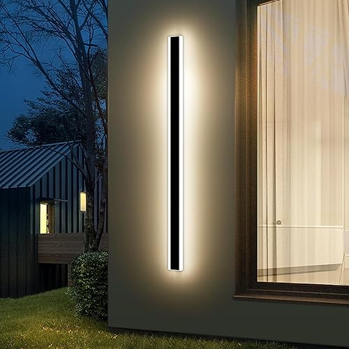 Miniatura 10 de Daoseolo Lámpara de pared moderna al aire libre de 39 pulgadas LED tres modos de iluminación rectangular para jardín, garaje, patio