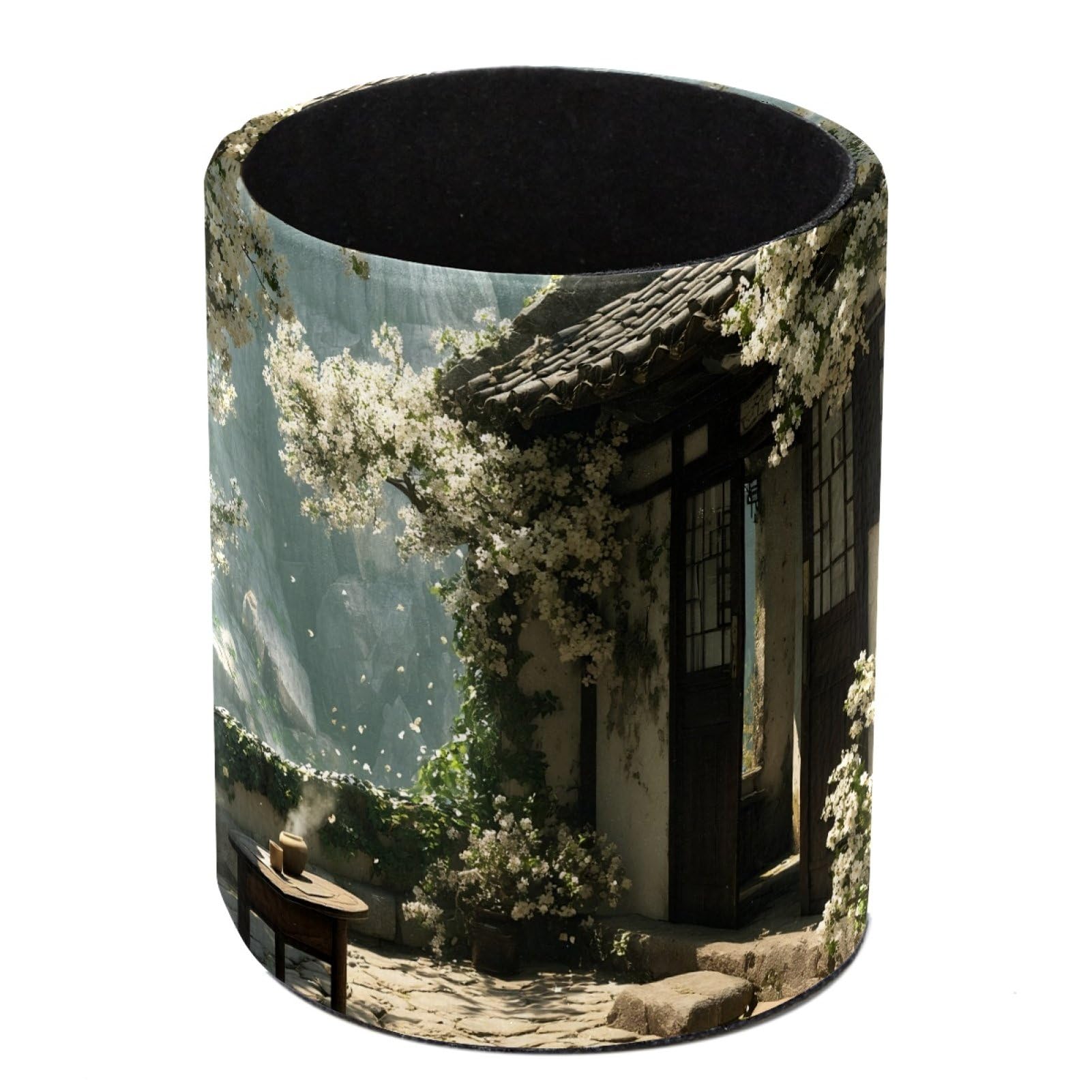 FWJZDSP Mountain Courtyard Pencil Cup Pen Organizer Makeup Brush Holder for Office Home Countertop Desk Accessory Storage