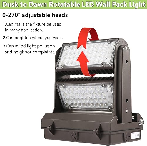 Miniatura 4 de Dusk to Dawn - Paquete de luz LED giratoria de 150 W, 5000 K, 20000 lúmenes, 800-1000 W, equivalente HPSHID, cabezal ajustable ETL, accesorio de