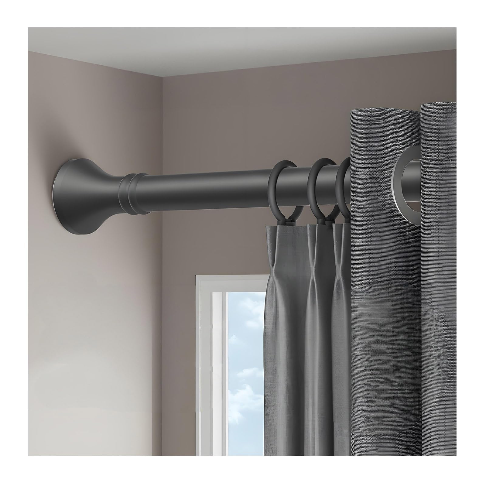 WQPMNYG Adjustable Extendable Shower Curtain RodNo Drill RustFree 1m to 5m Telescopic Shower Pole for Bathroom & Window Gray (28" 47")
