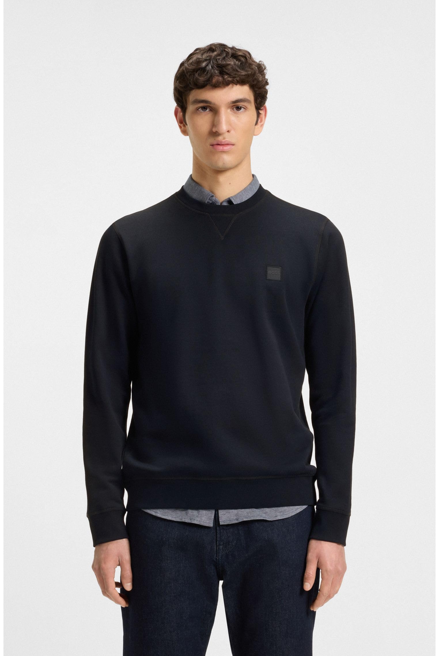 BOSS Herren Westart Regular-Fit Sweatshirt aus Baumwoll-Terry mit Logo-Aufnäher