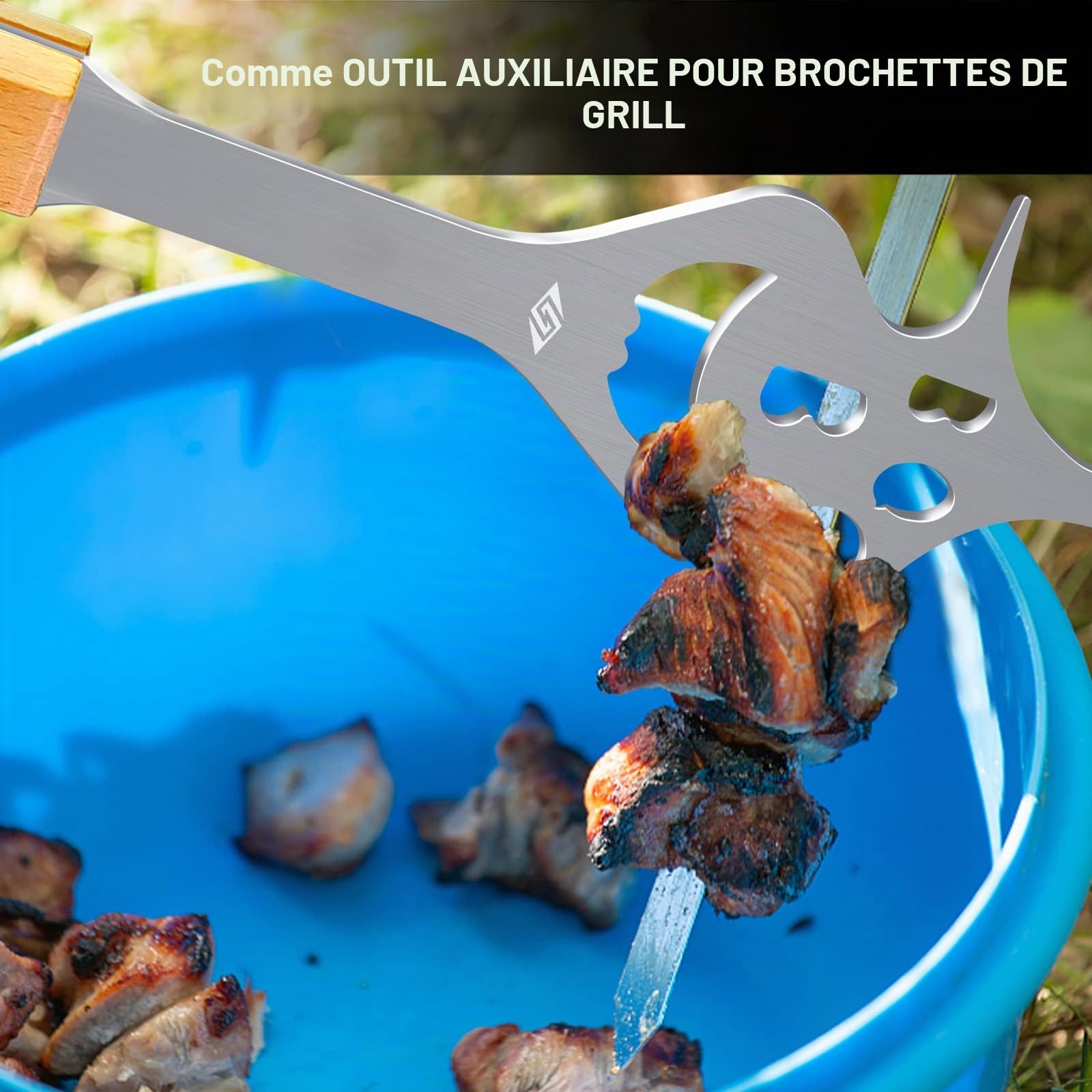 Accessoires de barbecue Funy, Fourchette de barbecue 6 en 1, Fourchette à découper, Outils de barbecue personnalisés, Fourchette à viande de 35 cm de long, Cadeaux surprises pour hommes