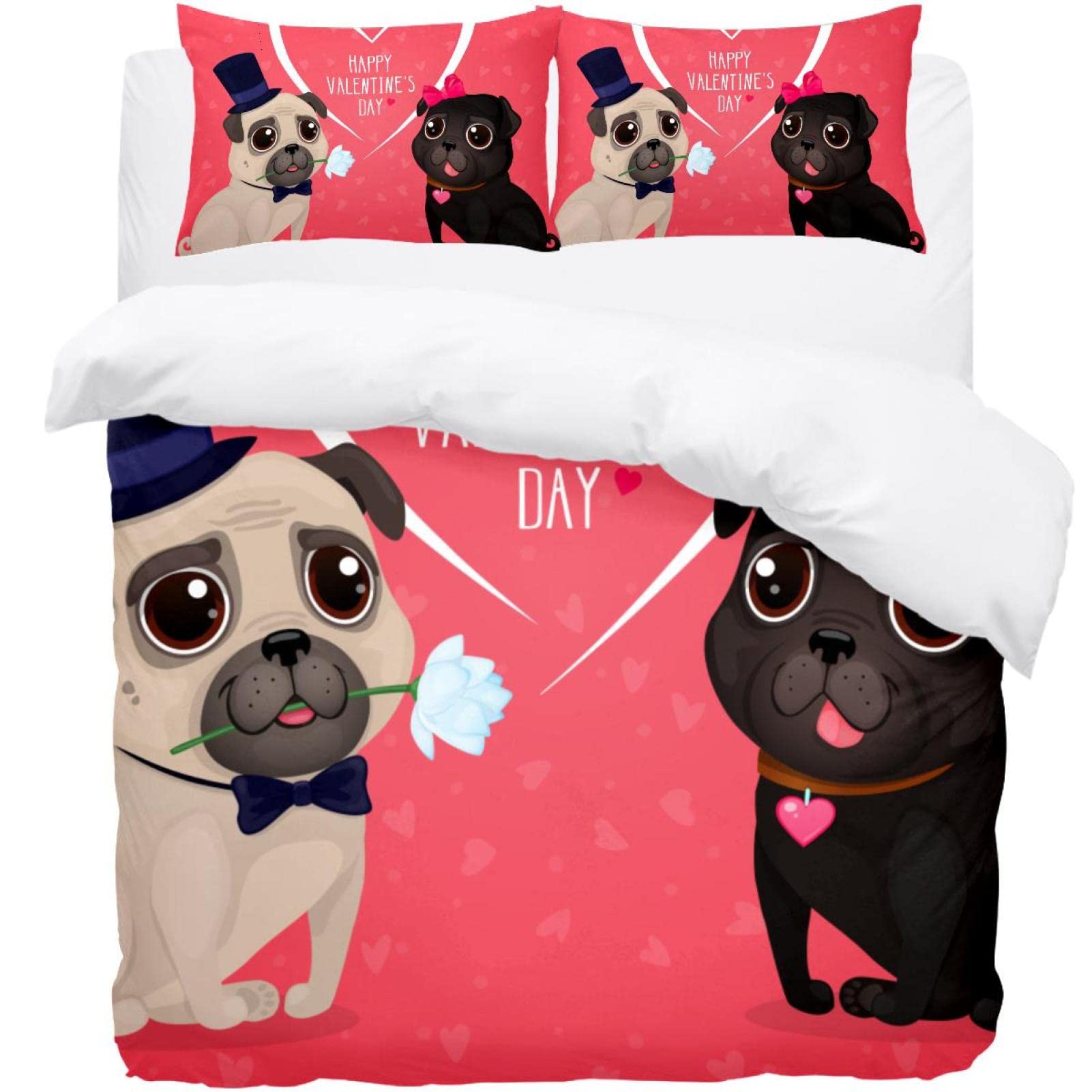 Parure de lit Carlin Love avec 1 housse de couette et 2 taies d'oreiller