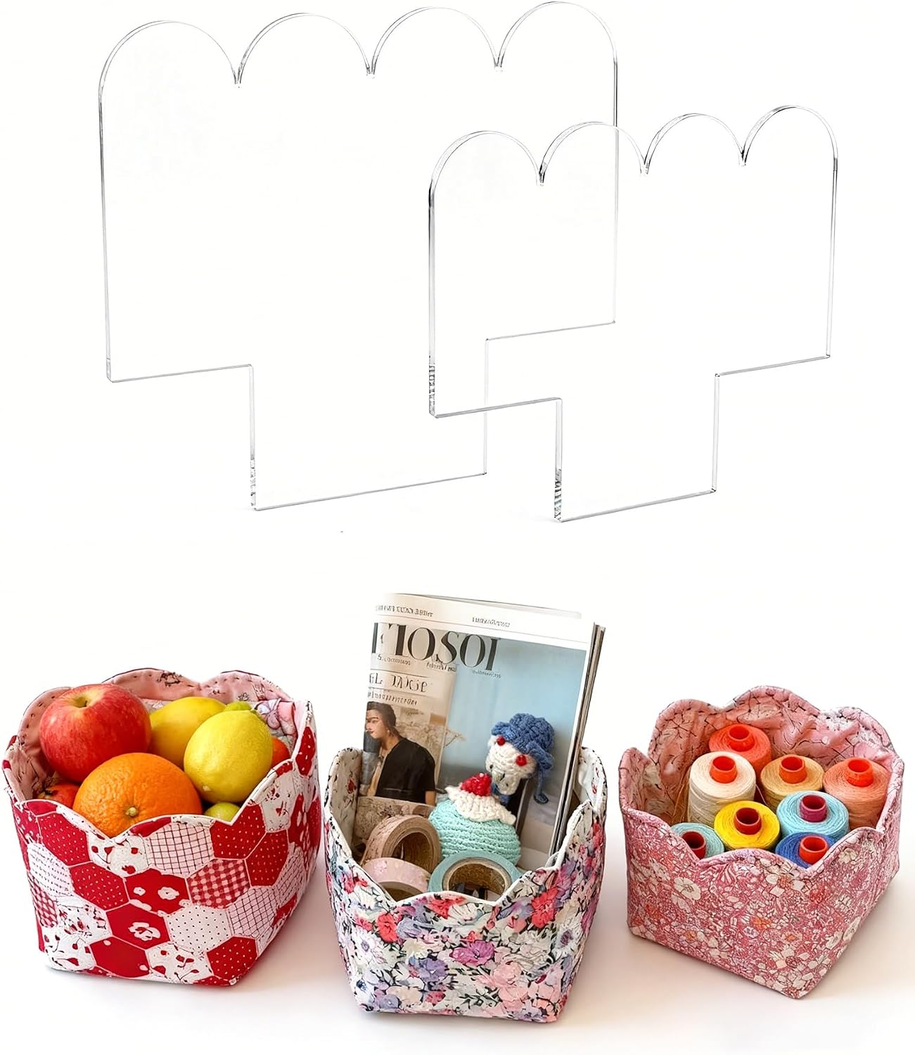 Henmany DIY Basket Template Set for Quilting: 2 Sizes (7.0 '' 5.63 '') Acrylic Quilting Stencils for Basket Shape Designs (2pcs)