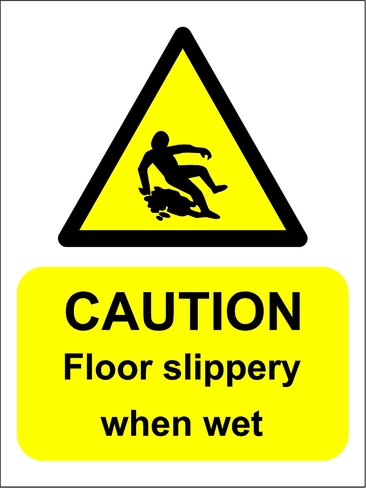Caution Floor Slippery When Wet Sign -Self Adhesive Sticker Label 200mmx150mm