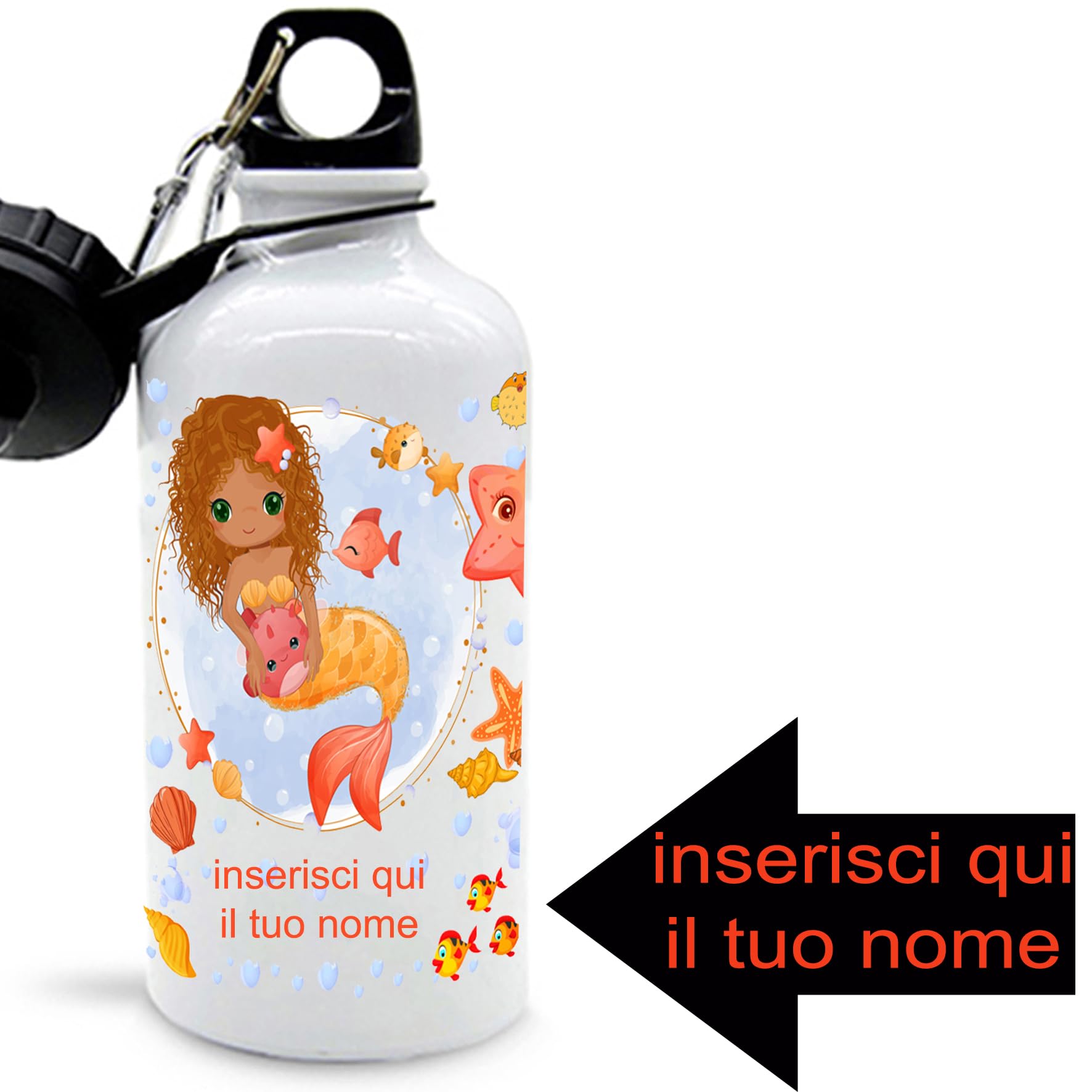 Persönliche Trinkflasche Mit Namen – Einhorn-Sirene Zum Selbergestalten | Alu- Oder Thermo-Modell