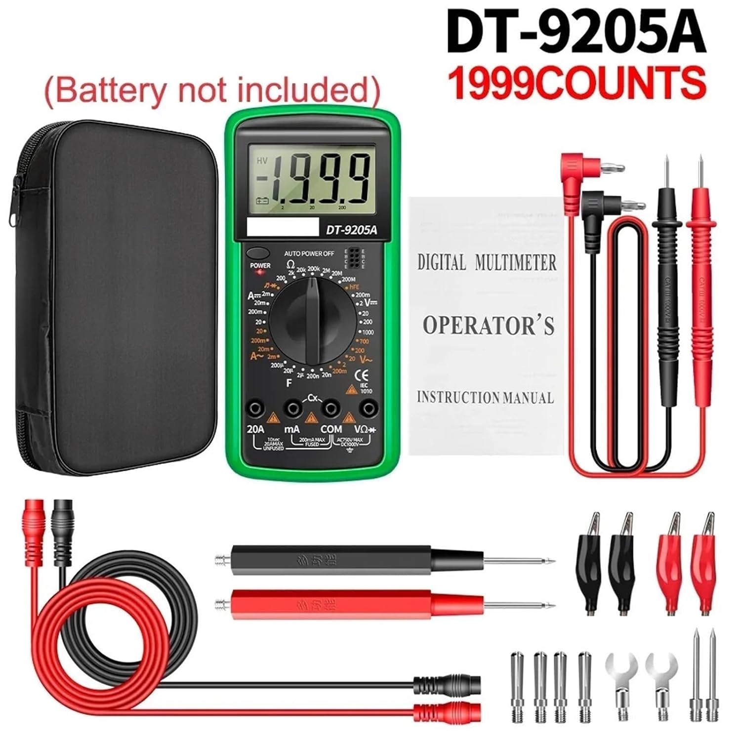 1pc DT9205A-1 Digital Multimeter Profesional Voltage Current Meter Test Capacitance Resistance Ohm(DT9205A Orange)