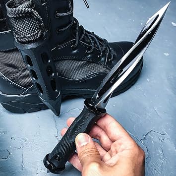 M48 Cyclone Boot Knife | 5 3/4 Stainless Steel Blade | 10 1/2 Overall | Vortec Sheath Included (Black)