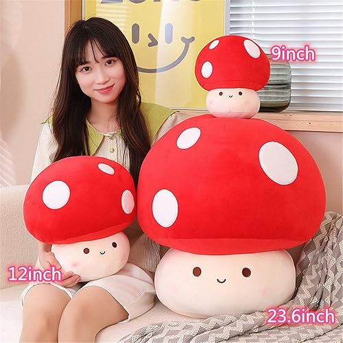 Miniatura 5 de XSHYE Linda almohada de peluche de hongos Kawaii de peluche con hongos para decoración del hogar regalos para niños rojo 9 pulgadas
