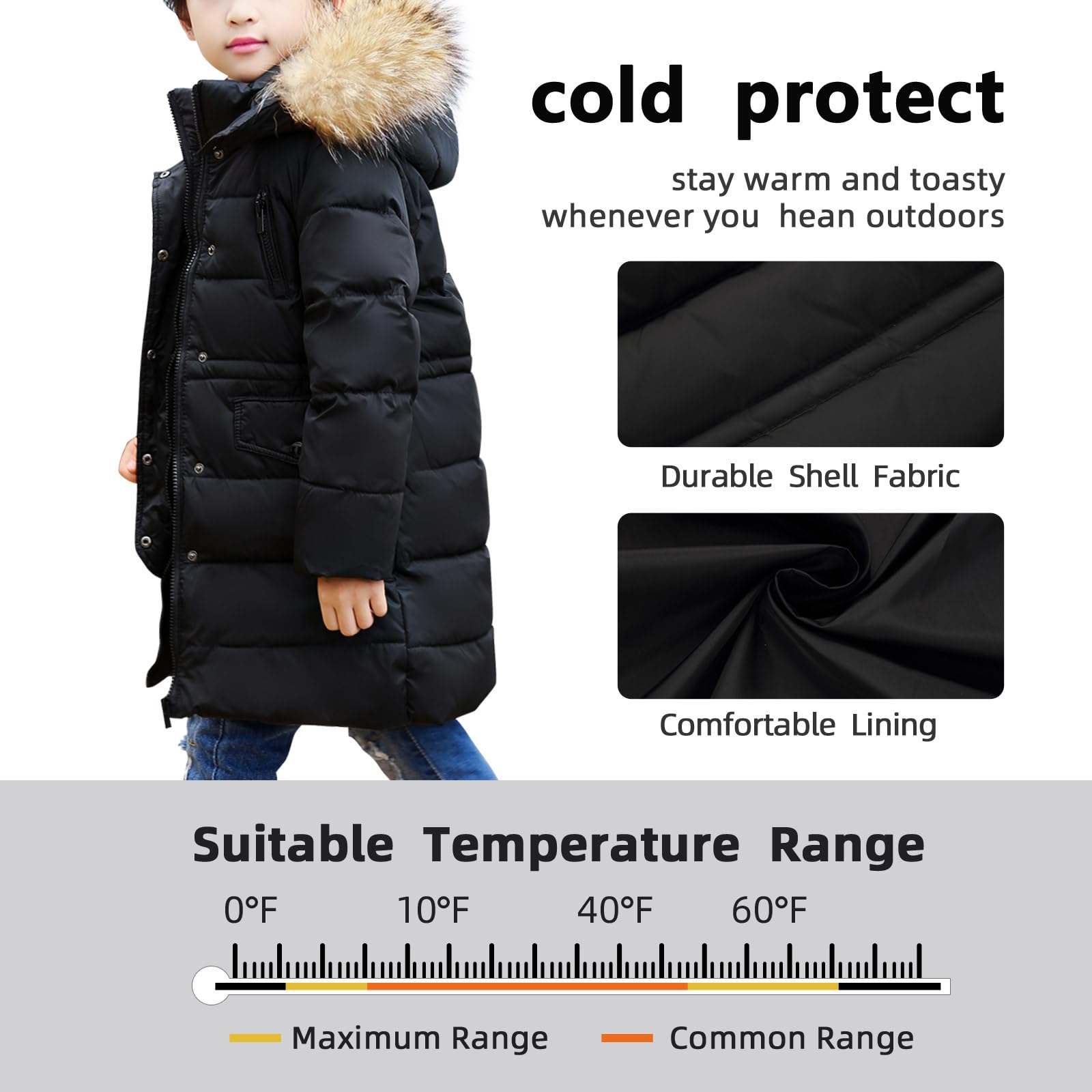 MEILONGER Garçons Filles hiver vestes doudounes enfants Ski vestes à capuche doudoune épais dchneesuit manteau coupe - vent et imperméable
