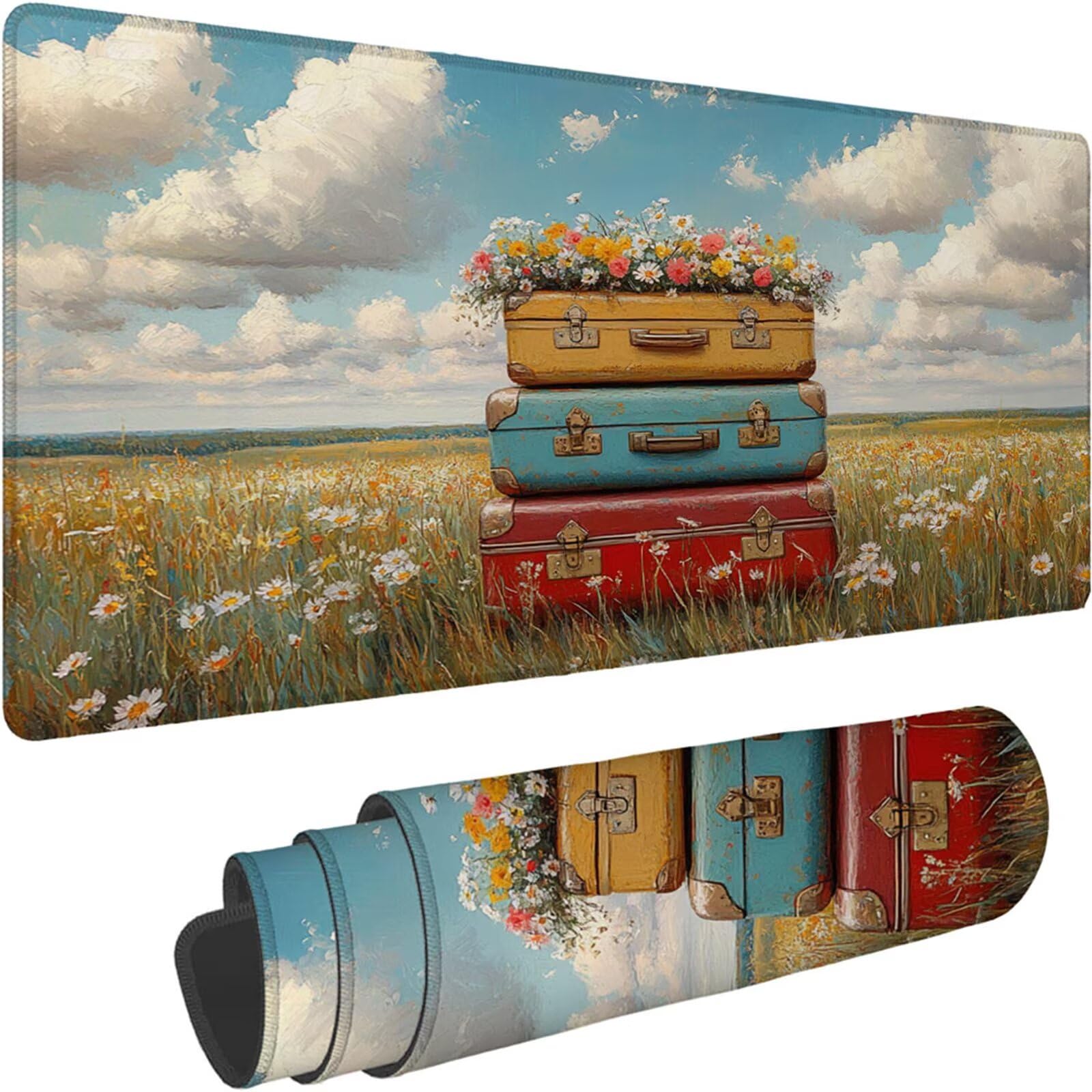 Gamingowa podkładka pod mysz 1200 x 600 x 3 mm, XXL, wodoszczelna, odporna na ścieranie, z przyszytymi krawędziami, niebieska, podkładka na biurko, poprawia prędkość i precyzję pod laptopa, komputer