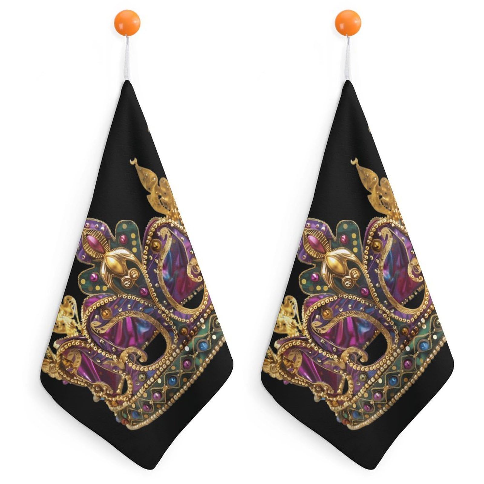 TXFBTRFSA Mardi And Gras Pattern Headwear Hand Towels with Hanging Loop Kitchen Towel Handkerchiefs Cleaning Cloths