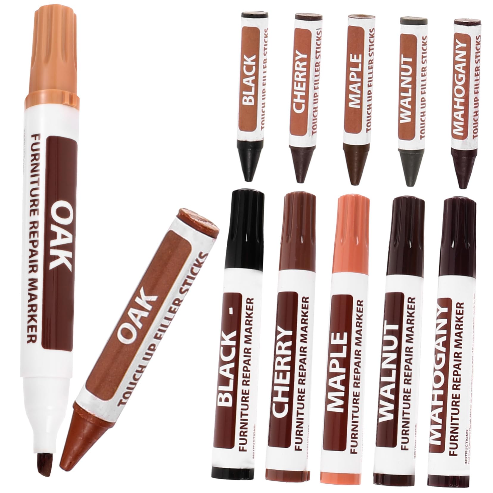 Ciieeo 1Set Touch Up Markers for Furniture Repair Wood Scratch Repair Kit Instant Drying Touch Up Pens for Gouges and Stains Wood Surfaces Easy to Use Bright