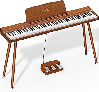 88-Key Weighted Digital Piano with Stand, Bluetooth Audio/MIDI, | Semi-Weighted Keyboard Piano, 20W Speakers, Microphone Input, Triple Pedal for Beginners to Professional (Rero Wood)