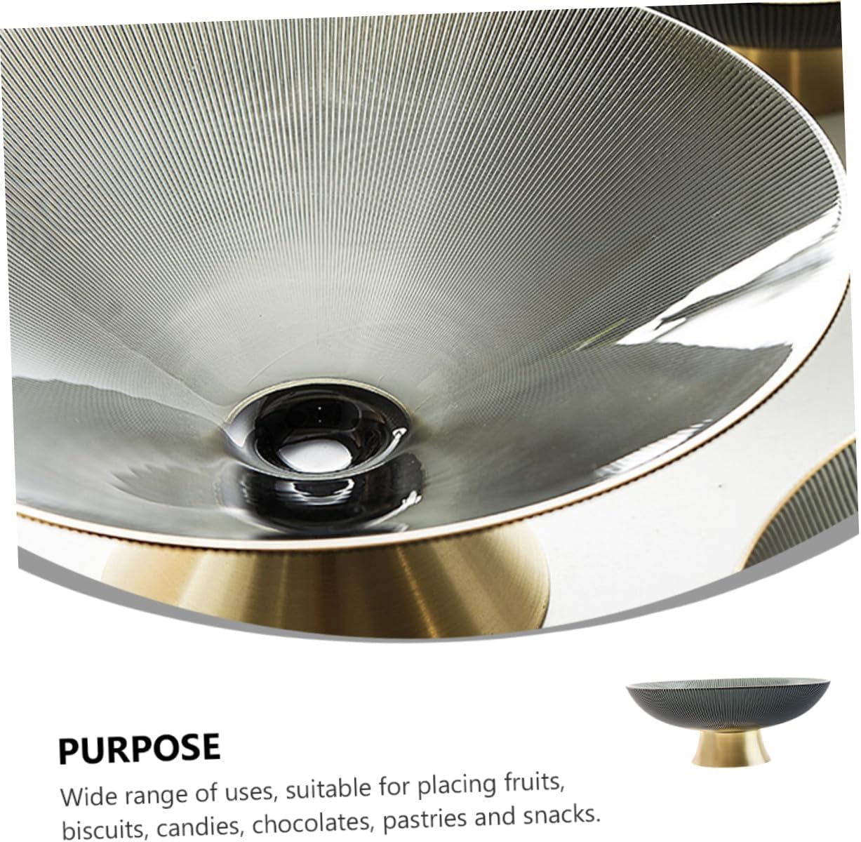 NUOBESTY Tall Glass Fruit Bowl for Table, Decorative Pedestal Snack Plate, Glass Serving Bowl for Home Dining and Coffee Table Use