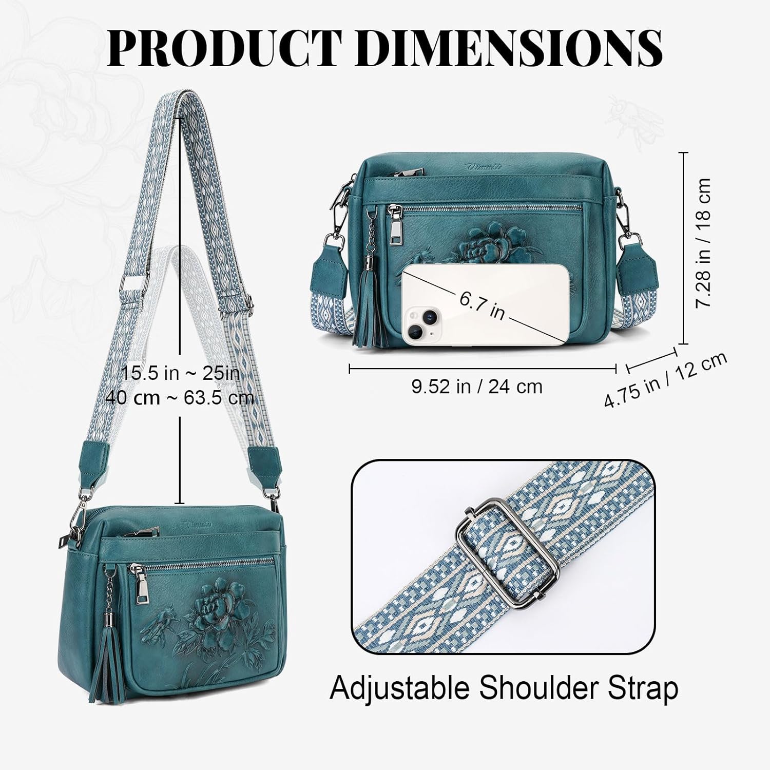 Crossbody Bags for Women Trendy, Vegan Leather Crossbody Purses Travel Shoulder Handbags Embossed Design
