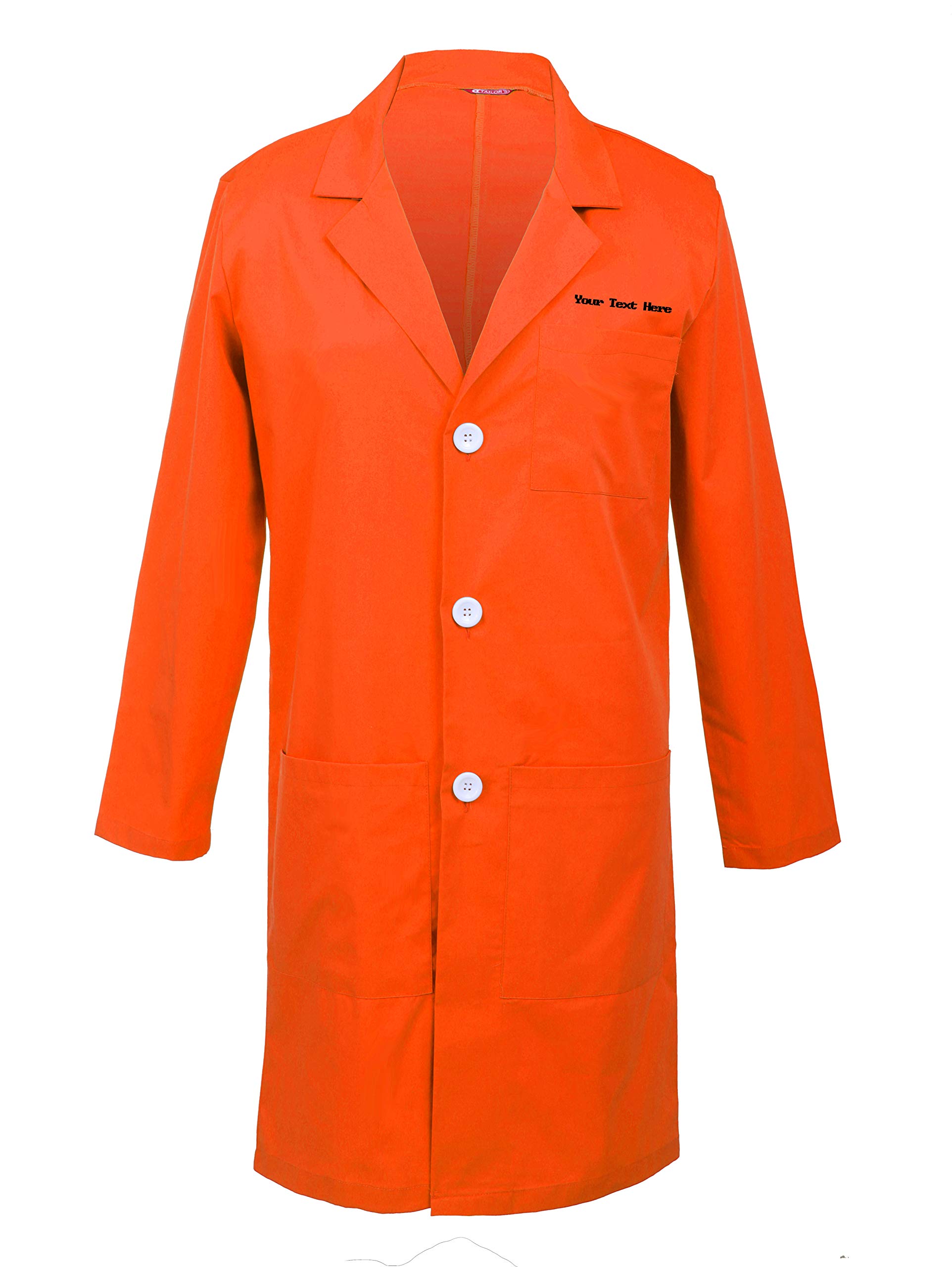 TAILOR'S Personalized Customizable Embroidered Men's Lab Coat Orange