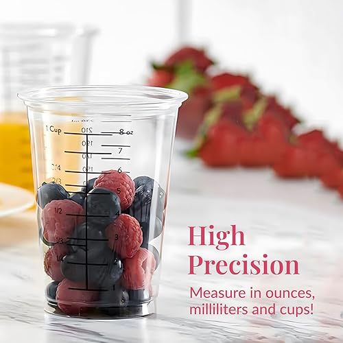 Miniatura 6 de Prestee 50 tazas medidoras desechables de 8 onzas – Vasos medidores de pintura de plástico y vasos mezcladores desechables para resina epoxi –