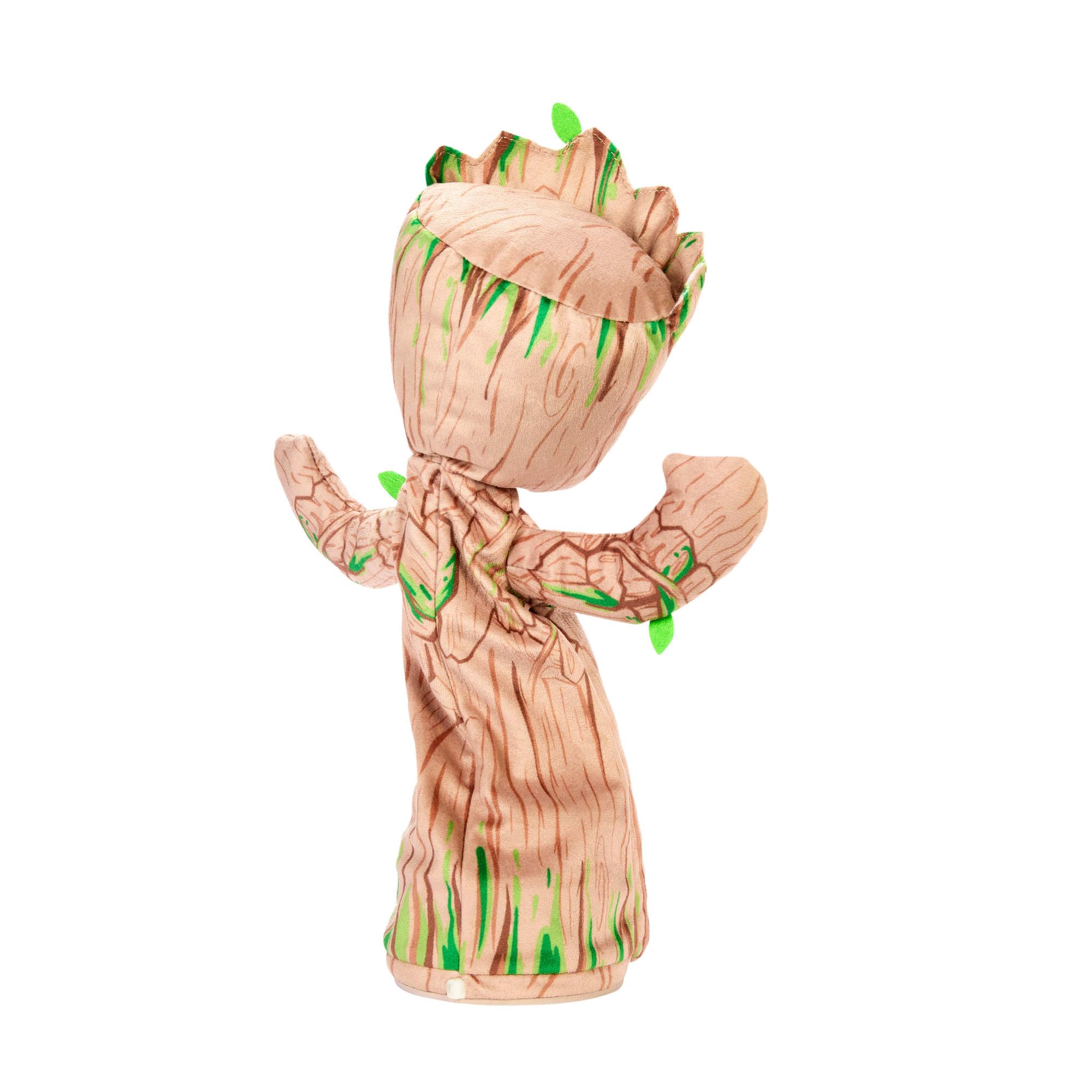 Mattel Marvel Plüschfigur, Tanzender Groot, englischsprachiges Kuscheltier, ca. 33 cm groß mit Geräuschen, Sätzen, Musik und Tanzbewegungen, JDW97