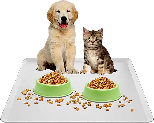 Miniatura 10 de TidyFriend - Tapete grande de comida para perros de 28 x 42 pulgadas, antideslizante, impermeable, de silicona, compatible con jaulas grandes