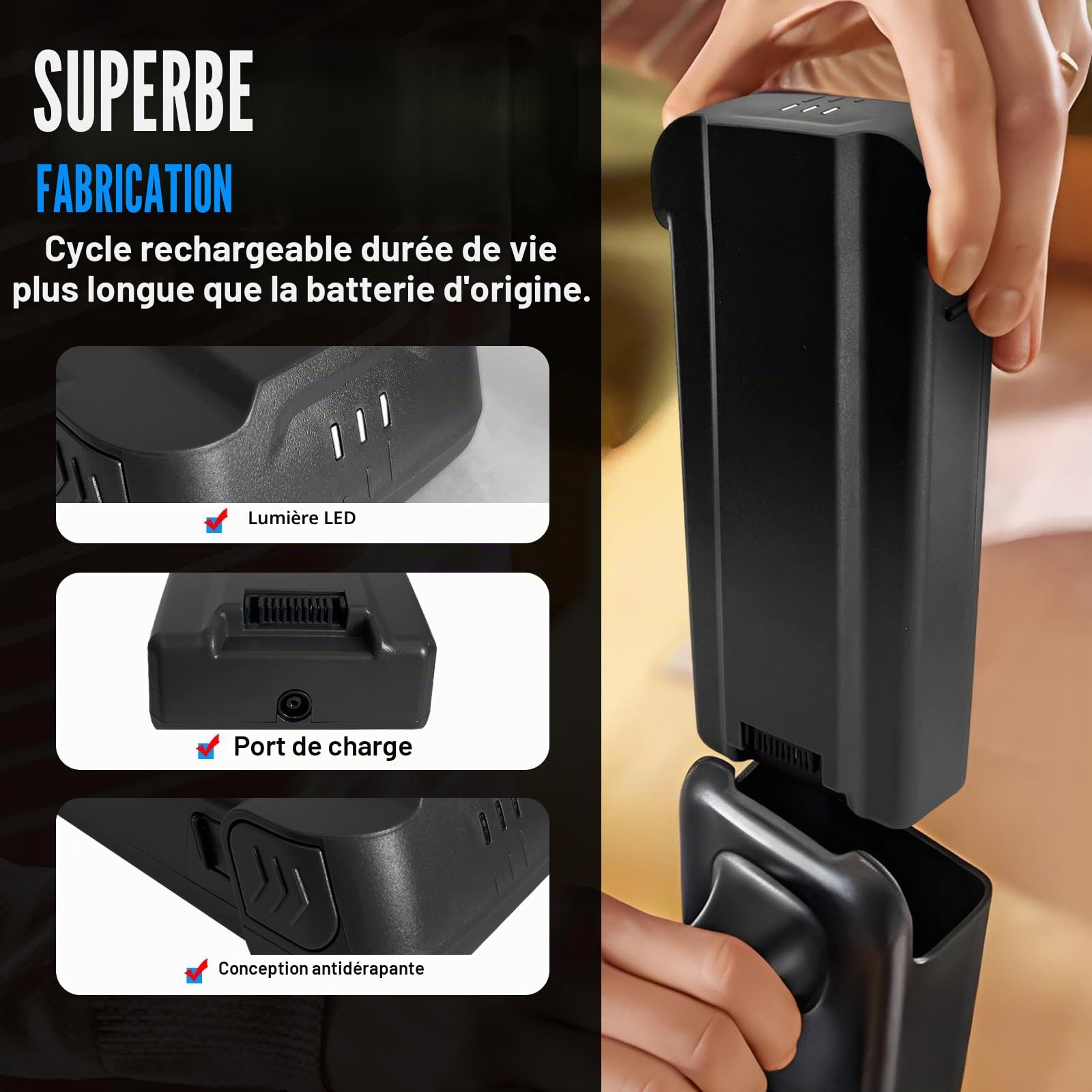 Batterie pour aspirateur Bissell PowerClean, compatible avec PowerClean FurGuard 4091N, FurFinder 4089N, etc. Remplacement pour batterie Bissell modèle 4140, 4142, etc.