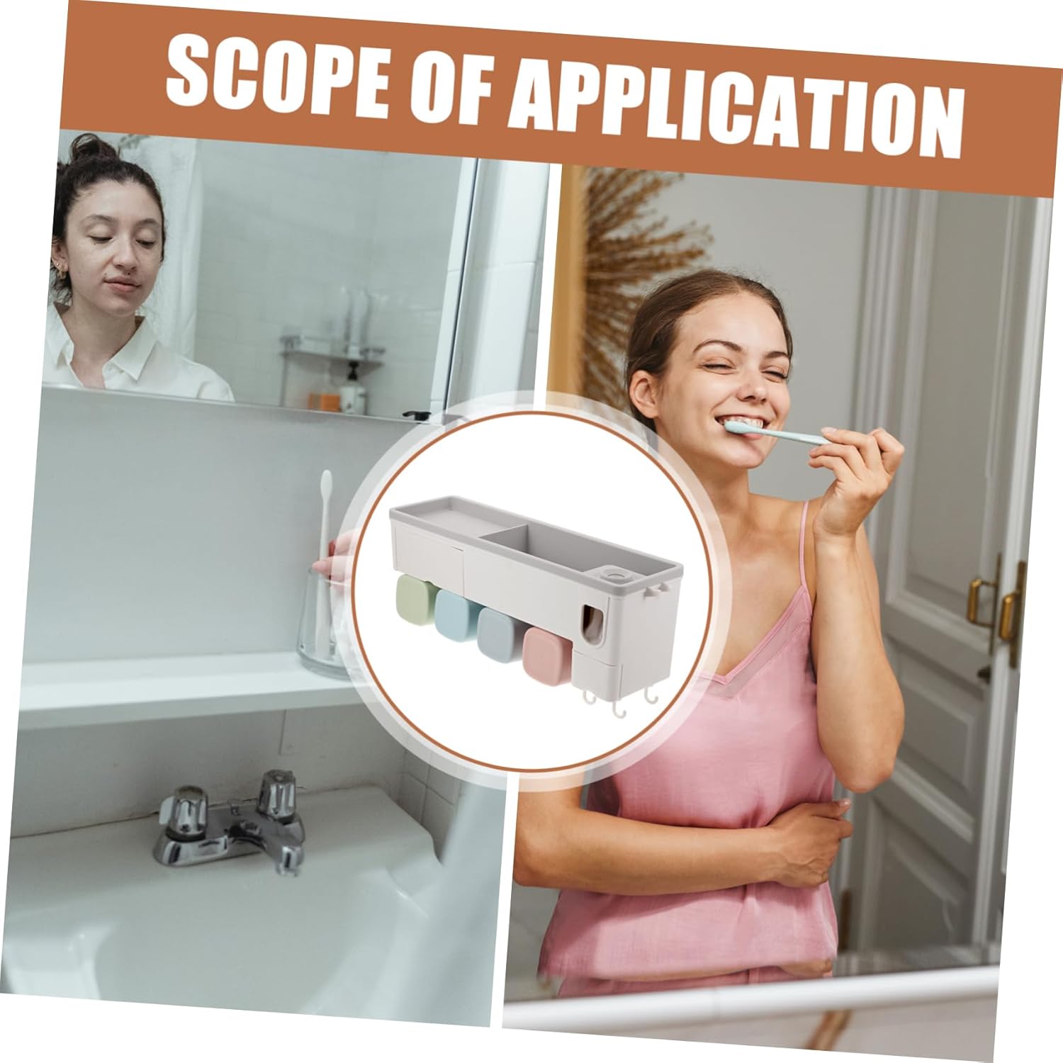 1set Toothpaste Holder Wall-Mounted Toothbrush Holder White Wall Bathroom Rack Simple Elegant Design