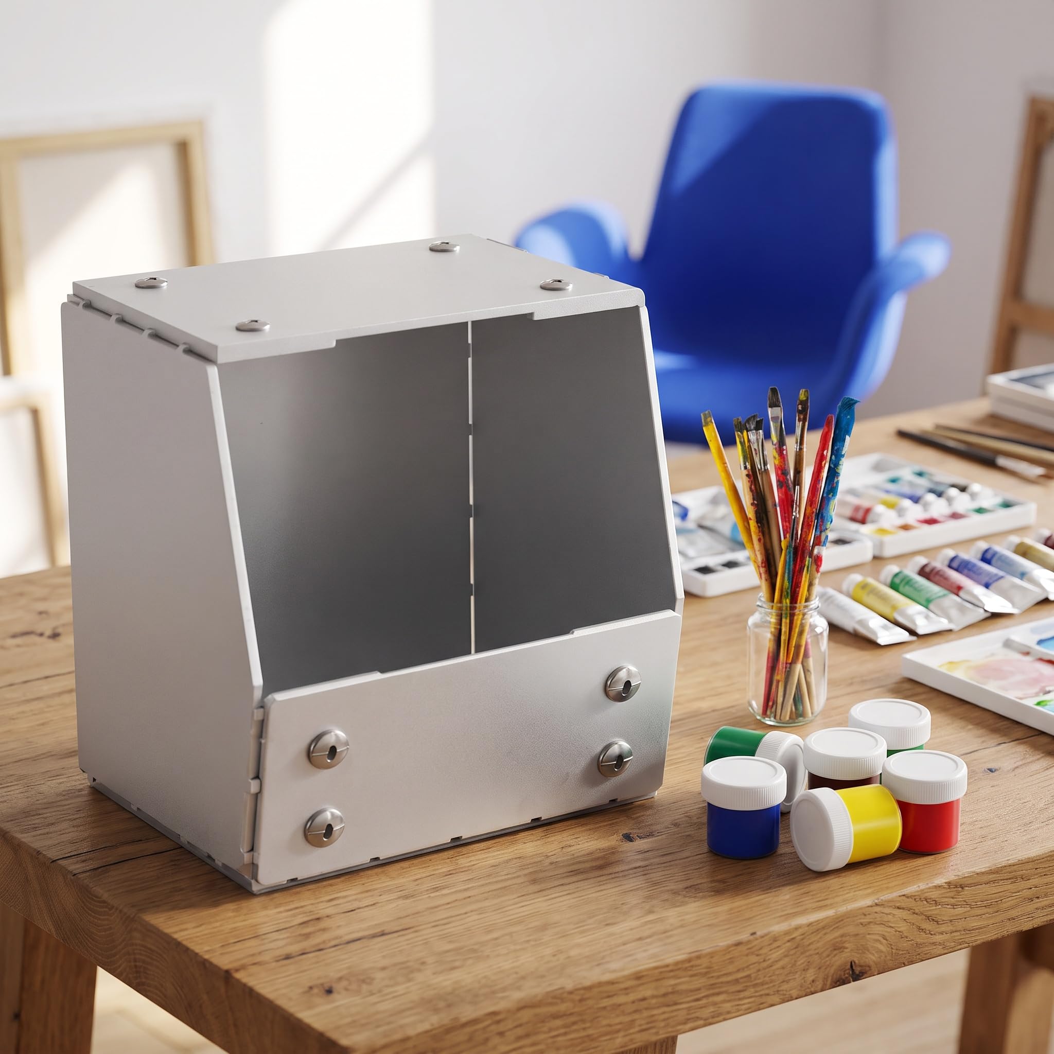 Caja Organizadora De Pintura De Aleación De Aluminio, Almacenamiento De Botellas De Pintura Para Manualidades, Gran Capacidad, Montaje Plegable, Diseño De Base Magnética