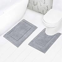 Vista 38 de SHACOS Juego de 2 alfombras de baño suaves y esponjosas de color blanco de 16 x 24 + 20 x 32 pulgadas, alfombras de baño antideslizantes y lavables