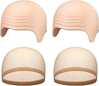 Vista 10 de WILLBOND 4 piezas de gorras calvas de Halloween para maquillaje de látex calvo, gorra para cabeza, peluca, sombrero, accesorios de disfraz