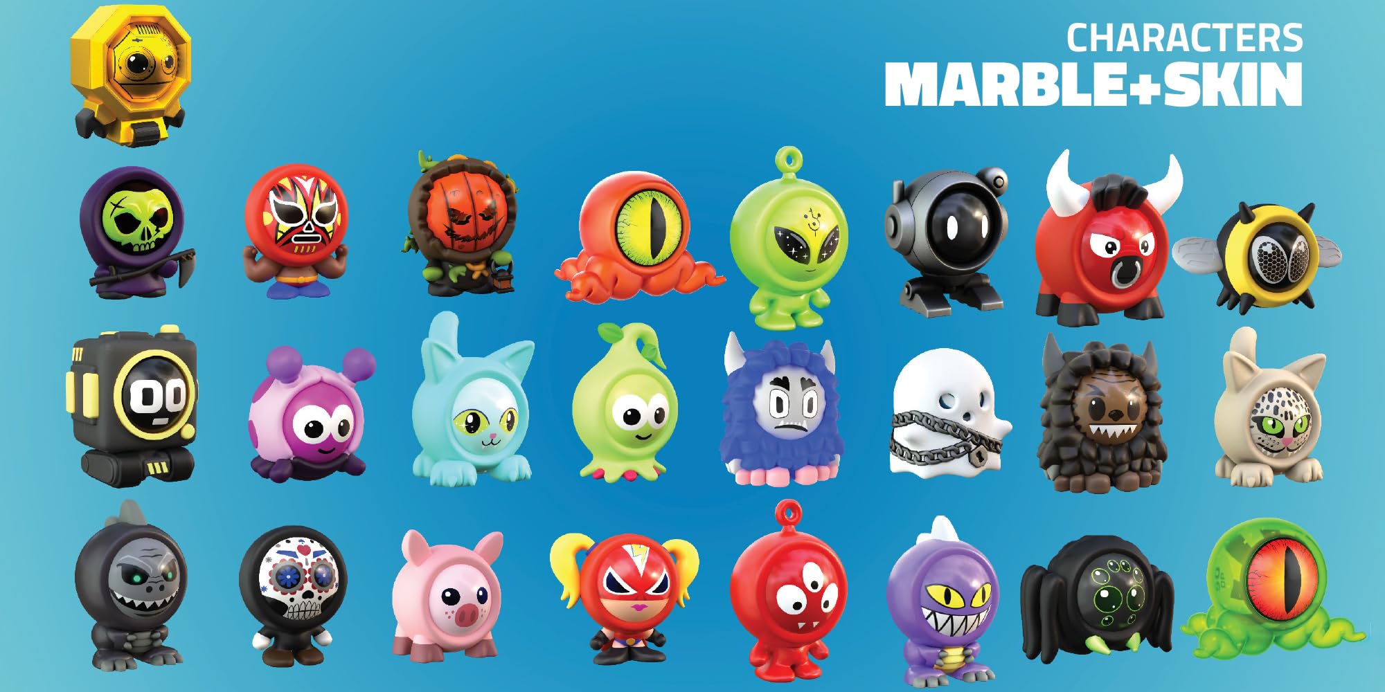 Freak Marbles Bolsa de malla con cordón | Colecciona, Juega y Comparte | Contiene 3 canicas y 3 skins