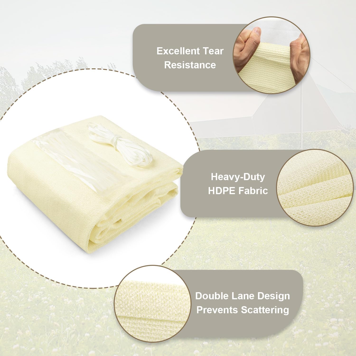 LOVE STORY Custom Size 3x3 FT Sun Shade Cloth with Grommets Pergola Shade Cover 95% UV Protection for Patio Outdoor, Cream (Customized)