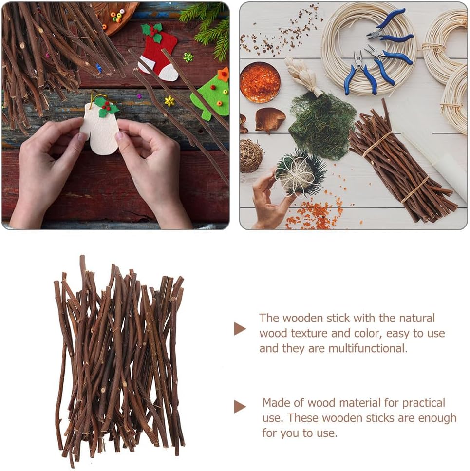 BESPORTBLE 50pcs Natural Wood Log Sticks for Crafts 11.8 Inch Dried Twigs for DIY Wood Craft Supplies Photo Props and Home Decoration Accessories