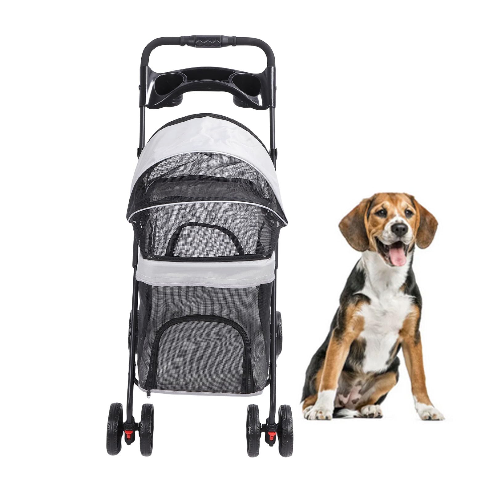 Alomejor A Click Click Collared Knacks Gatos Plegables con Sombrillas y Portavasos para Viajes, Cochecito Veterinario (#12)